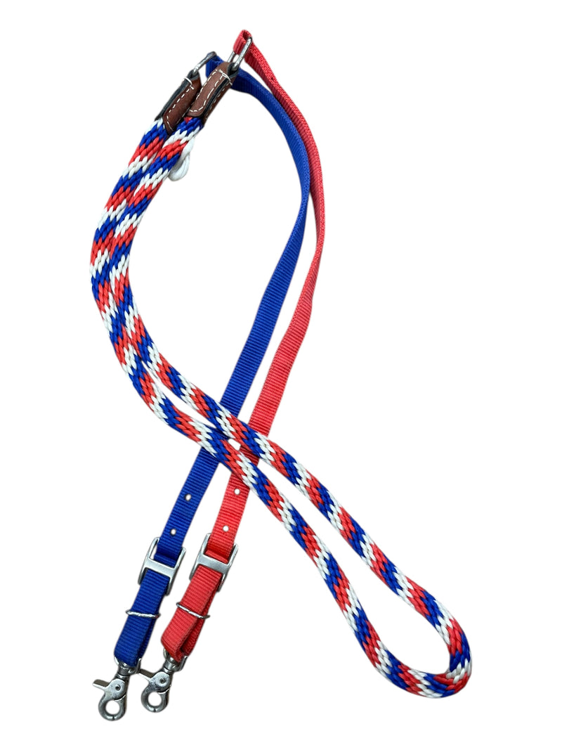 Clip On Reins - Red/White/Blue - Approx 50" - USED
