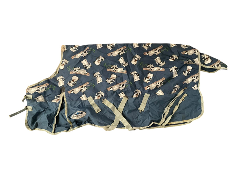 Weatherbeeta Comfitec MedWt. T/O Blanket - Blue/Raccoons - 78" - USED