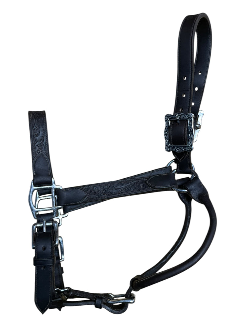 Billy Royal Tooled Halter - Dark Brown - Horse Size - USED