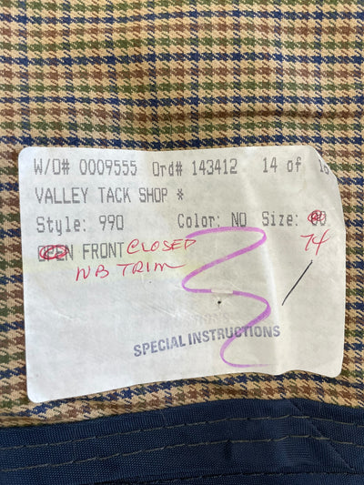 Lightweight Stable Sheet - Tan/Navy Plaid - 74" - USED