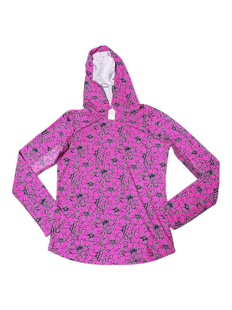 IBKUL Diana LS Hoodie Sun Shirt *NWOT* - Pink/Navy Flower - S - USED