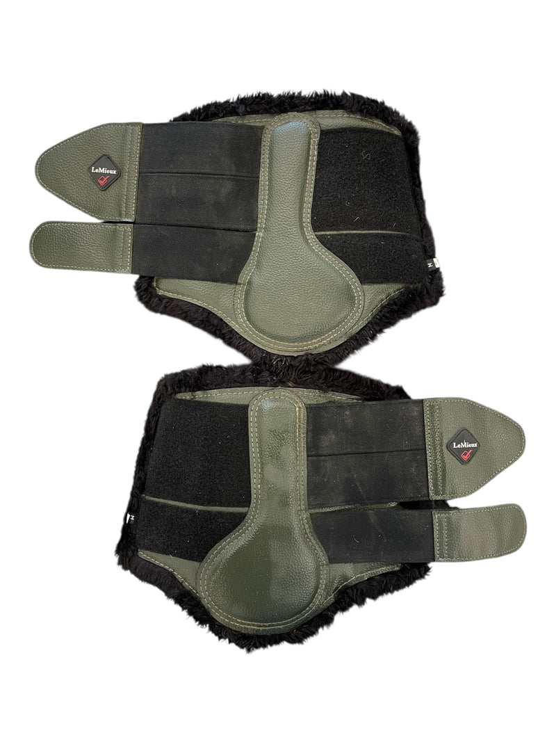 LeMieux Brush Boots *Set Of 2* - Dark Olive/Black - M - USED