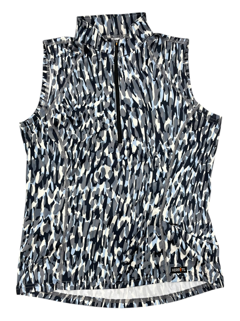 Kerrits Sleeveless Sun Shirt - Cream/Blue/Gray - M - USED