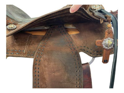 Alamo Saddle W/ Tack - Brown - 16" / Approx 7" Gullet - USED