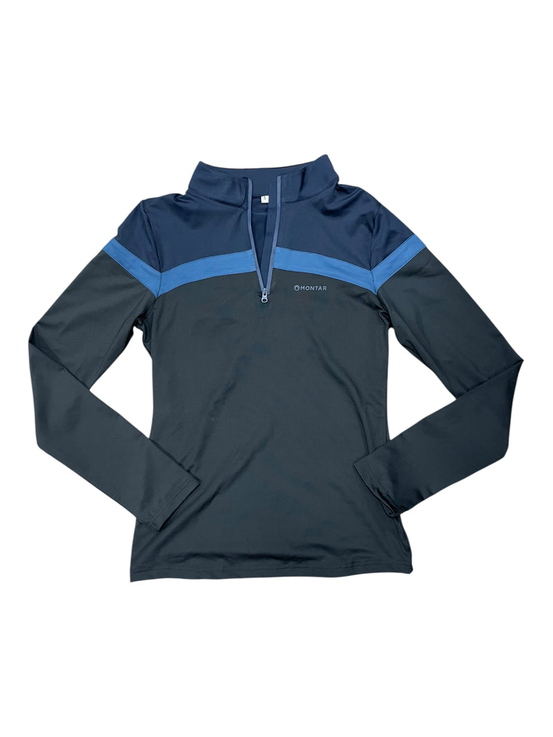 Montar 1/4 Zip Base Layer - Black/Navy/Blue - S - USED