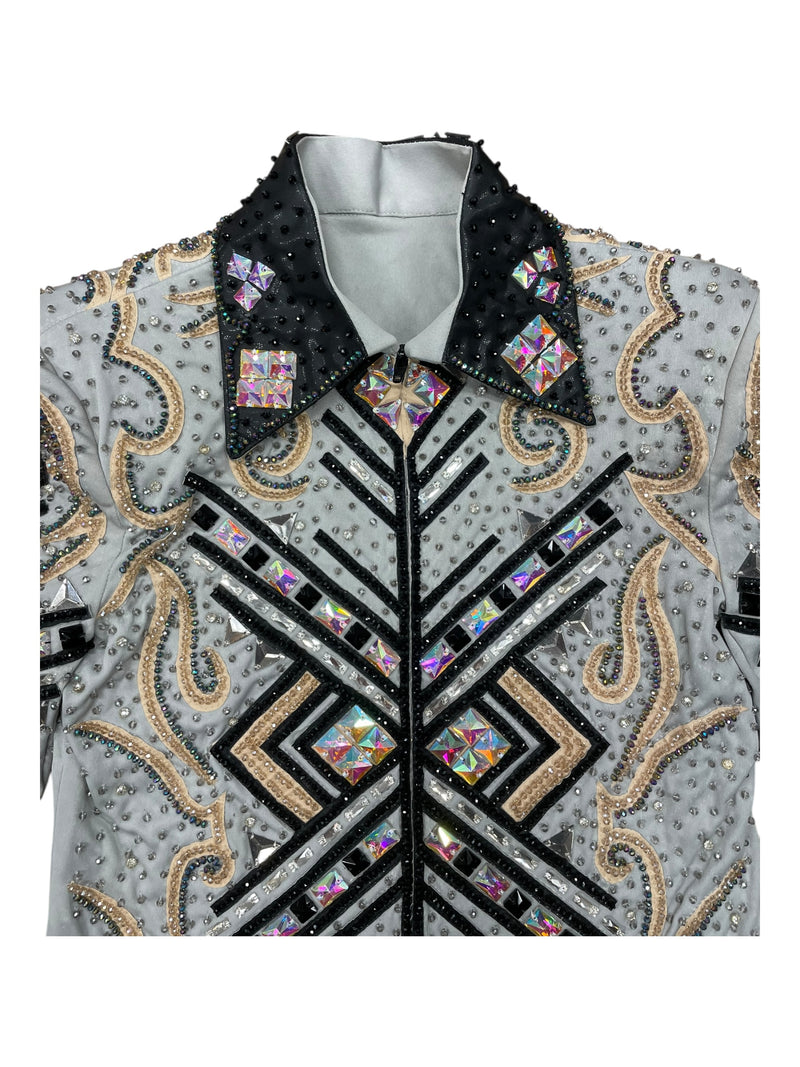 Showmanship Jacket - Grey/Black/Peach - Custom Measurements - USED