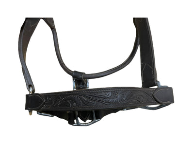 Billy Royal Tooled Halter - Dark Brown - Horse Size - USED