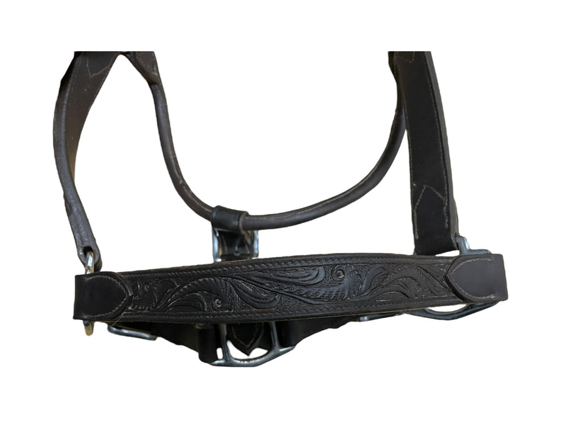 Billy Royal Tooled Halter - Dark Brown - Horse Size - USED