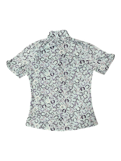 Kerrits SS 1/4 Zip Sun Shirt - Light Blue/Horse Shoes - S - USED