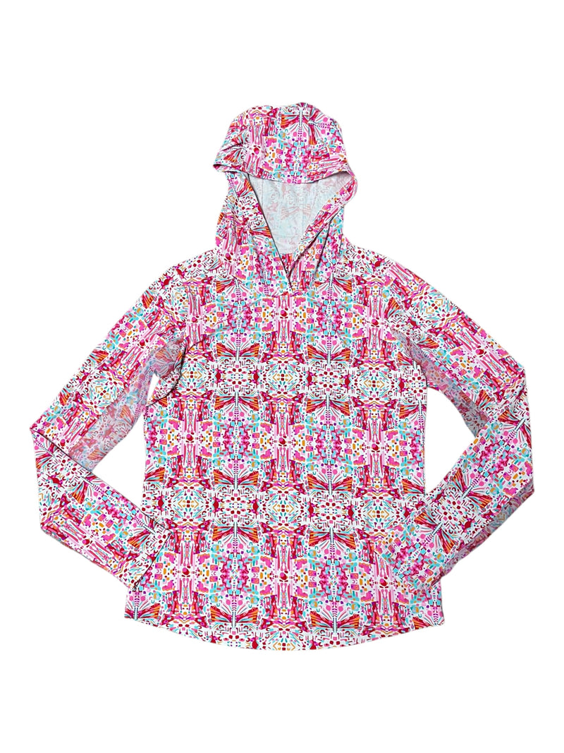 IBKUL Ridley LS Hoodie Sun Shirt *NWOT* - Watermelon Multi - S - USED