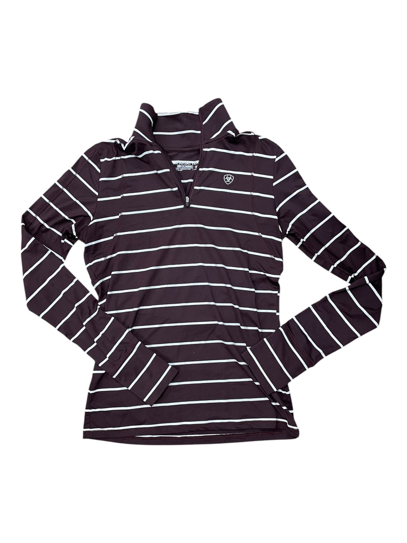 Ariat 1/4 Zip Top - Deep Purple/White Stripe - S - USED