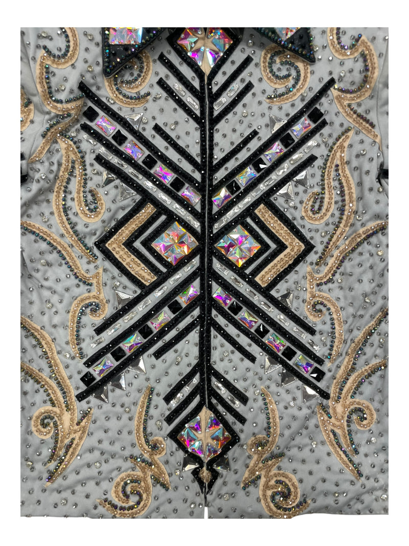 Showmanship Jacket - Grey/Black/Peach - Custom Measurements - USED