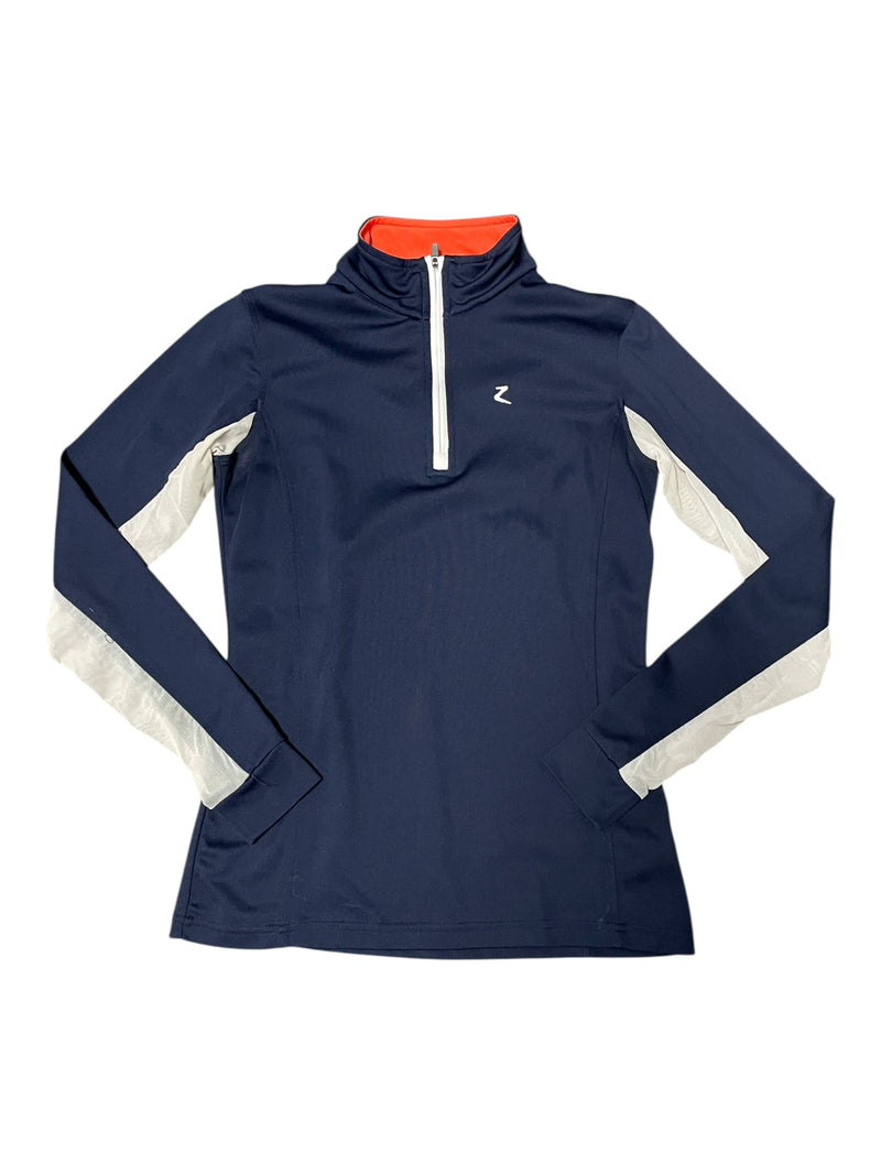 Horze LS Sun Shirt - Navy/White/Orange - US 4 - USED