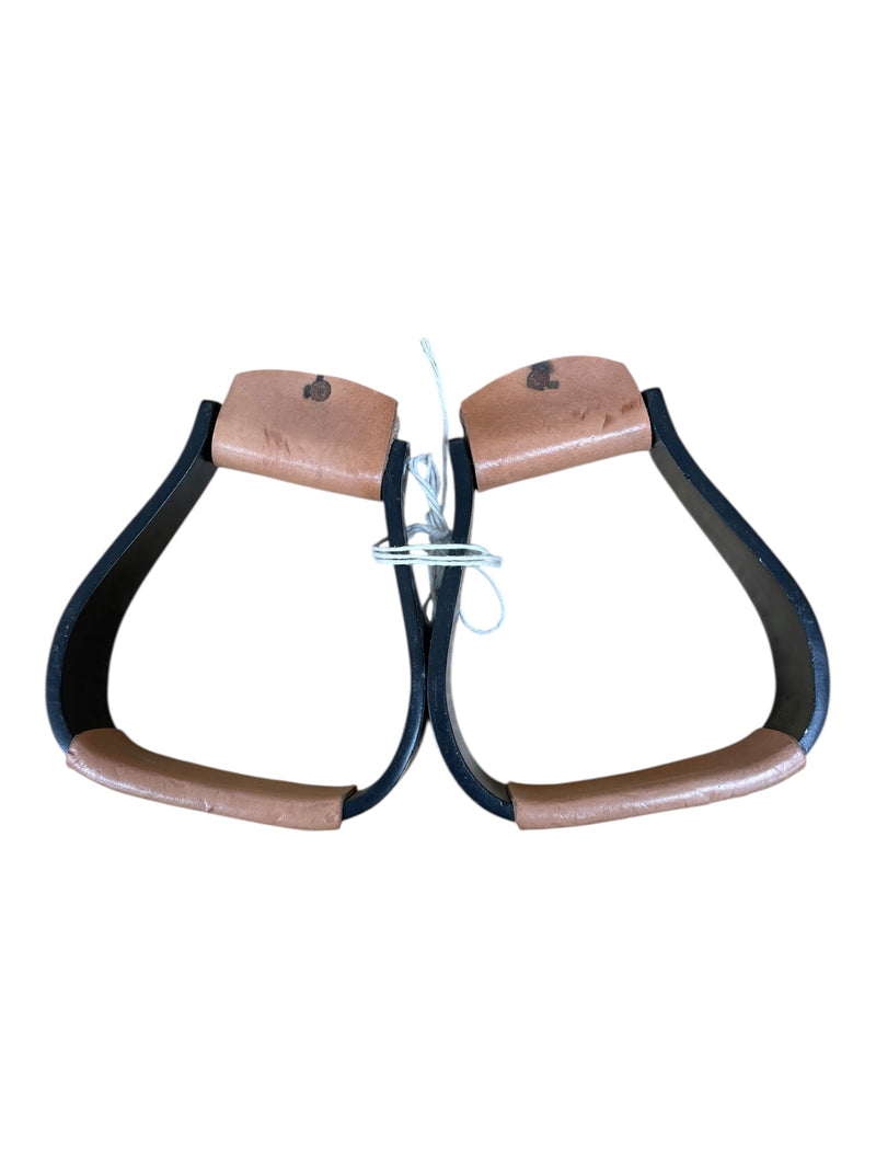 Western Stirrups - Black/Silver/Brown - Approx 4.5" - USED