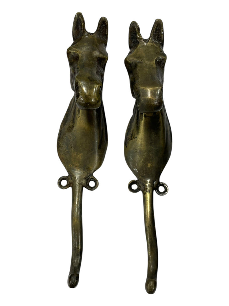 Horse Head Hooks *Set Of 2* - Brass - USED