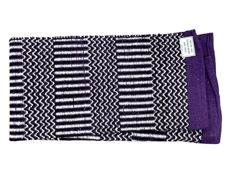 Double Weave Saddle Blanket *NWT* - Purp/White/Black - 32x64 - USED