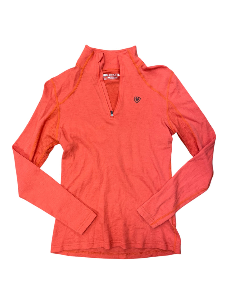 Ariat 1/4 Zip Merino Base Layer - Orange - S - USED
