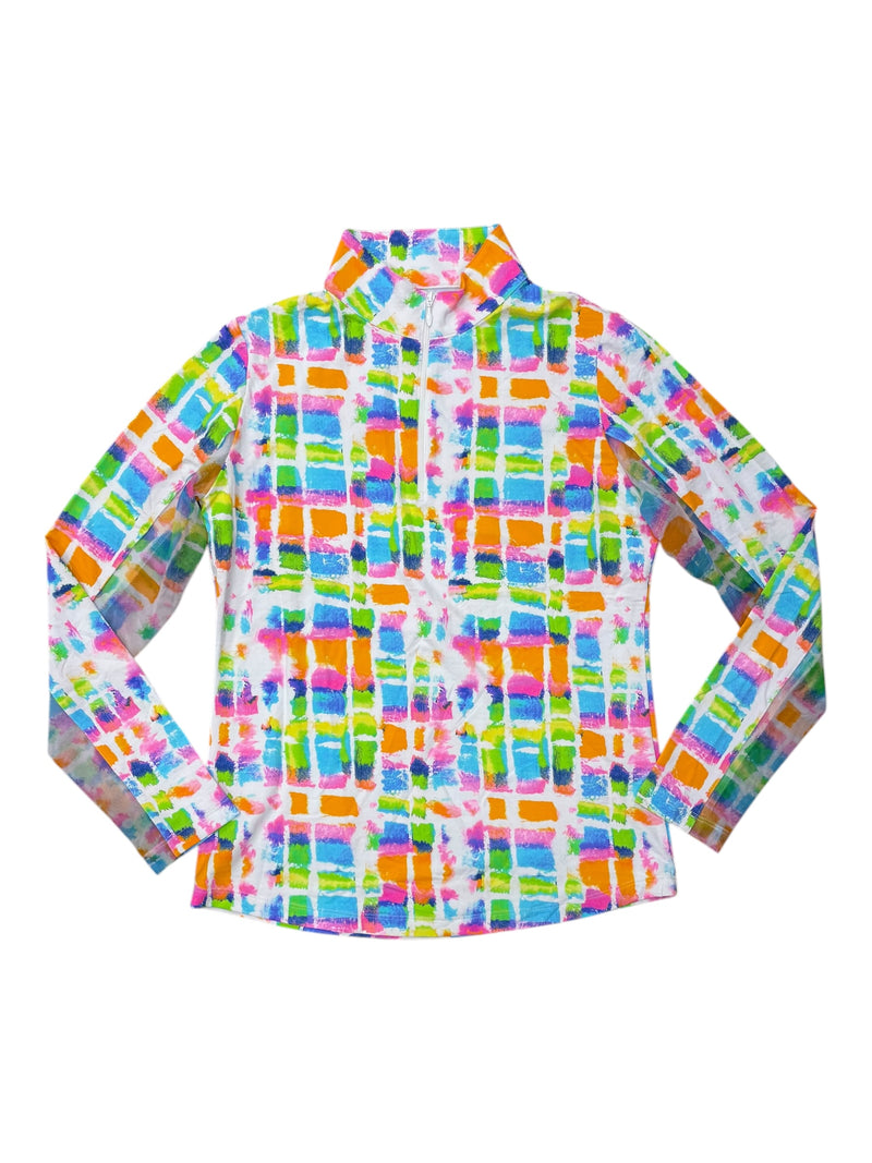 IBKUL LS 1/4 Zip Sun Shirt - Pastel Multi - S - USED