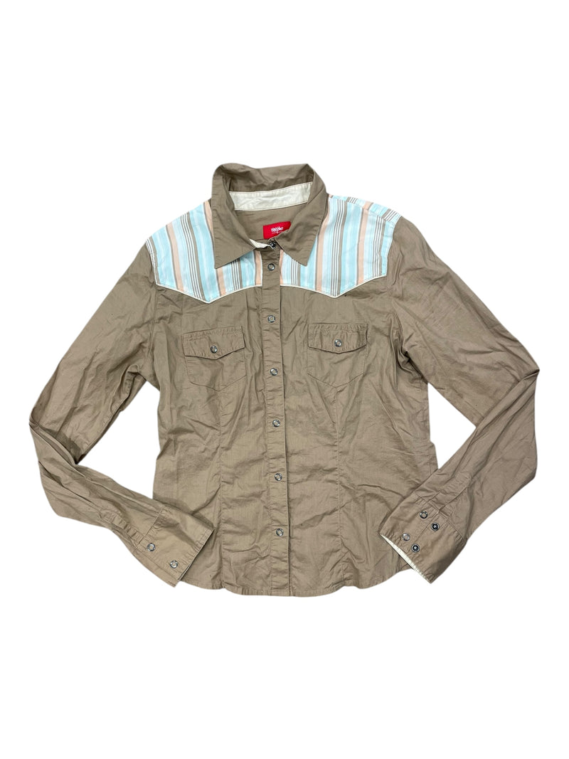 Snap Up Flannel - Brown/Stripes - M - USED