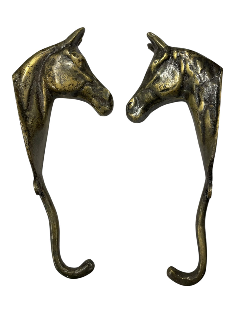 Horse Head Hooks *Set Of 2* - Brass - USED