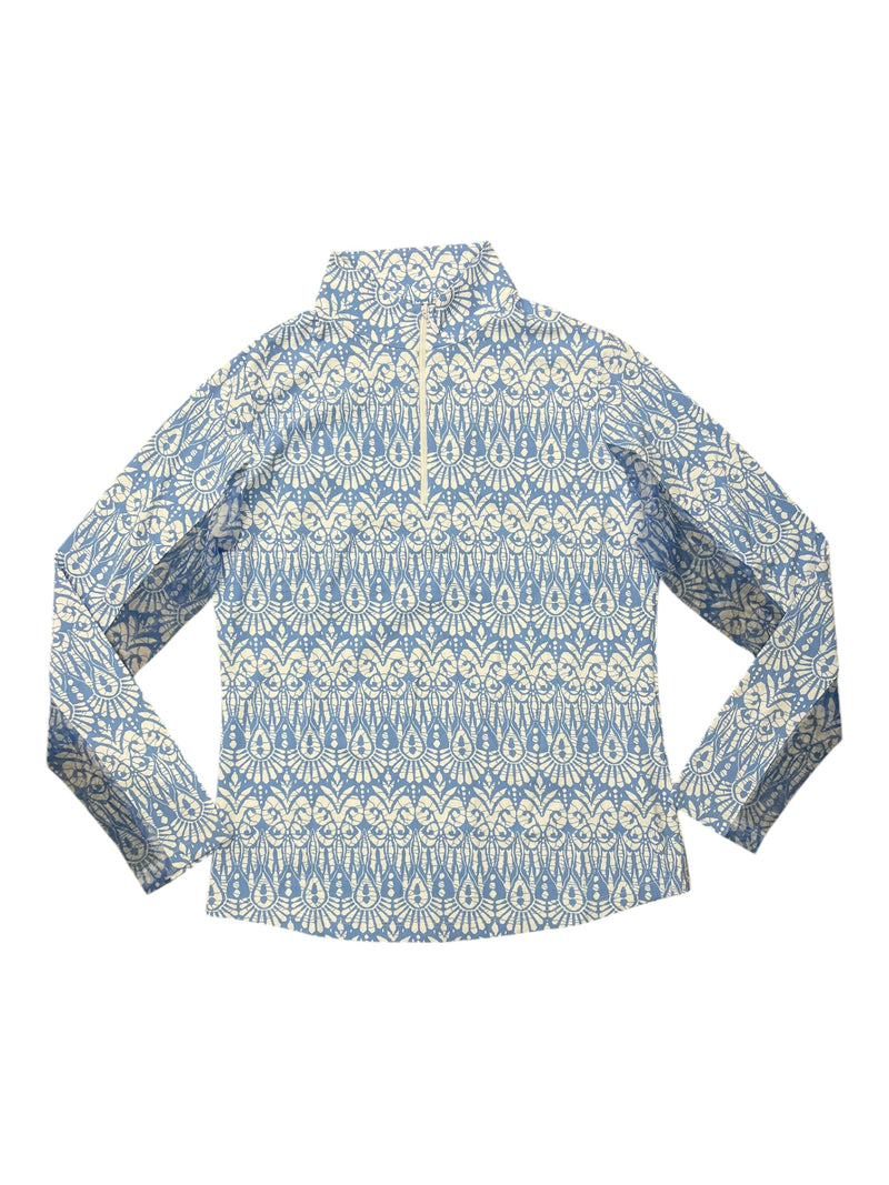IBKUL LS 1/4 Zip Sun Shirt - Lt. Blue/White Pattern - S - USED