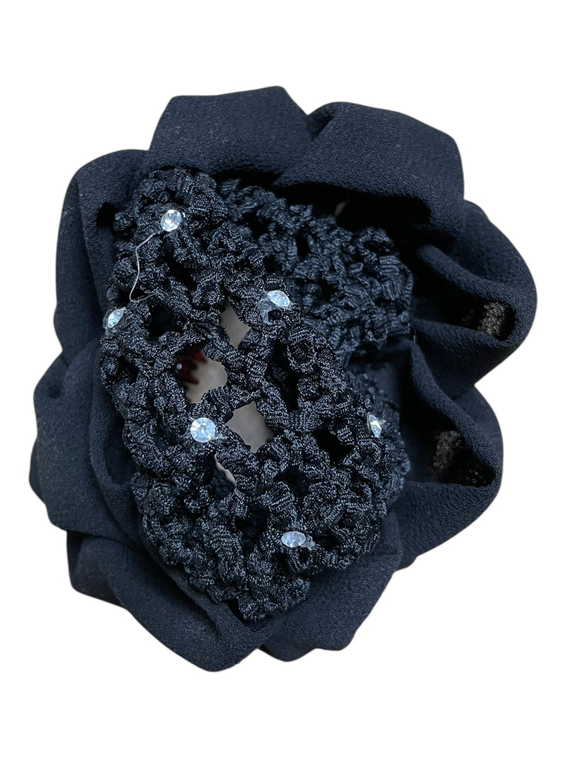 Bun Style Hair Net - Black/Rhinestone - USED