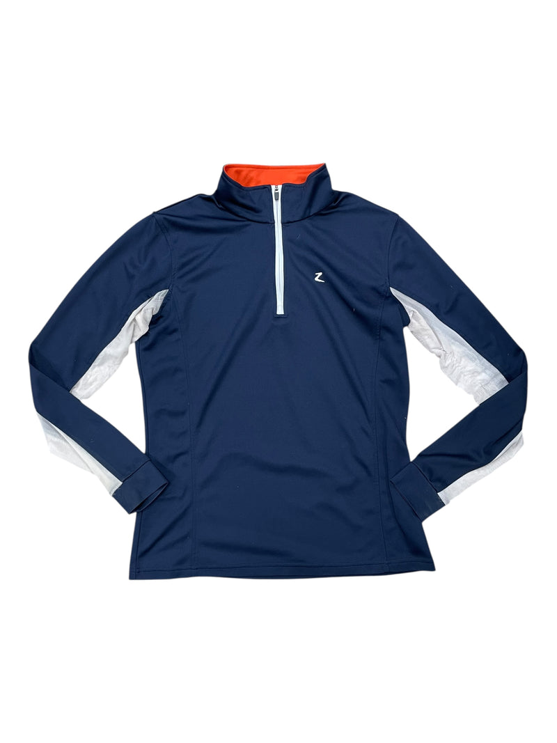 Horze LS 1/4 Zip - Navy/Orange/White - US 8 - USED