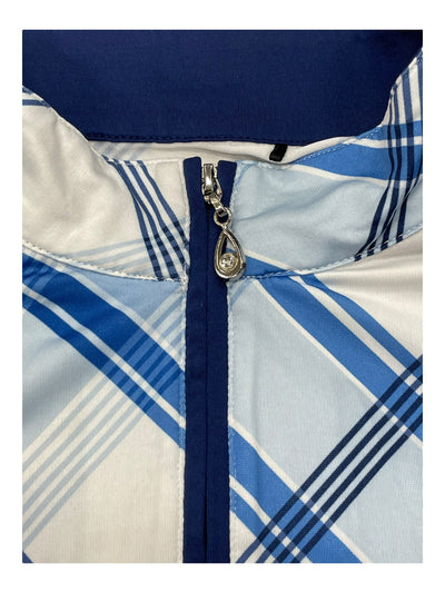 SanSoleil Sleeveless 1/4 Zip - Blue Plaid - L - USED