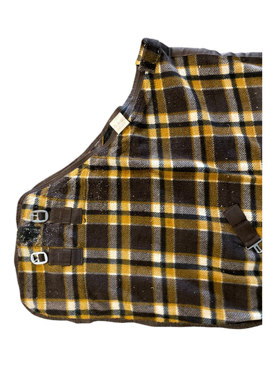 Unbranded Fleece Cooler - Brown/Orange/Navy Plaid - 78" - USED