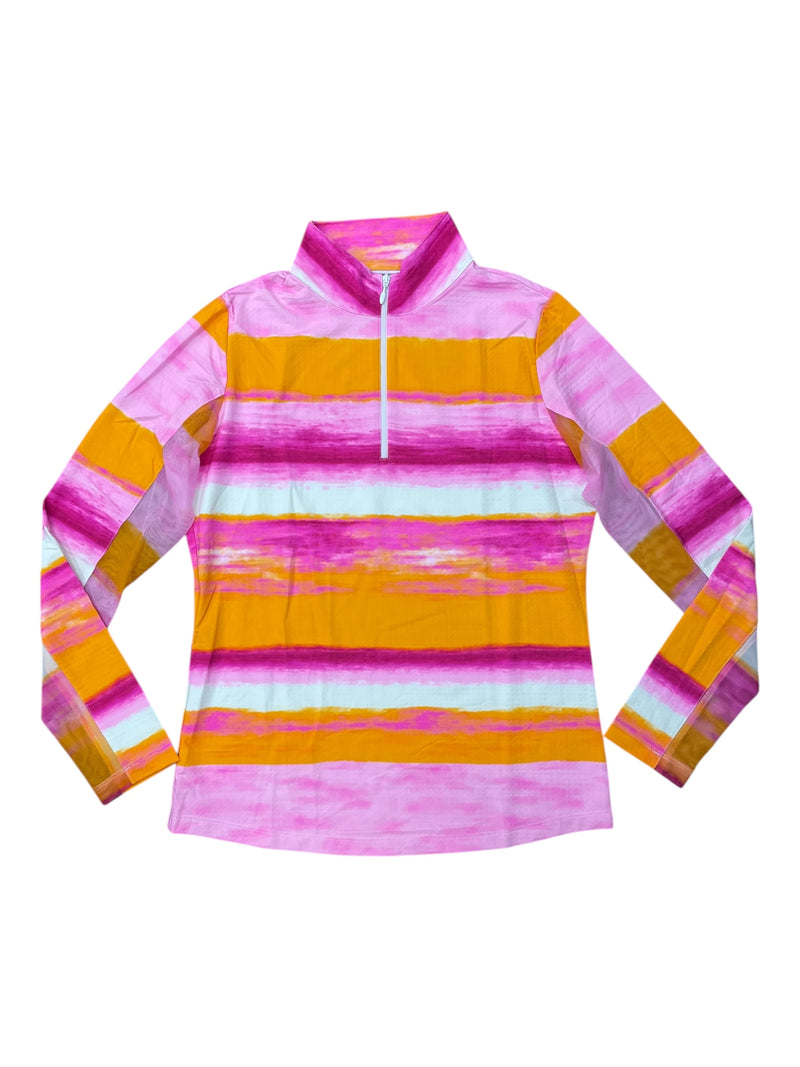 IBKUL LS 1/4 Zip Sun Shirt - Pink/Orange/White - S - USED