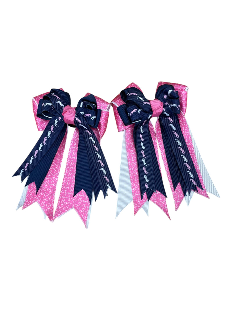 Show Bows - Pink/Navy Pattern - One Size - USED