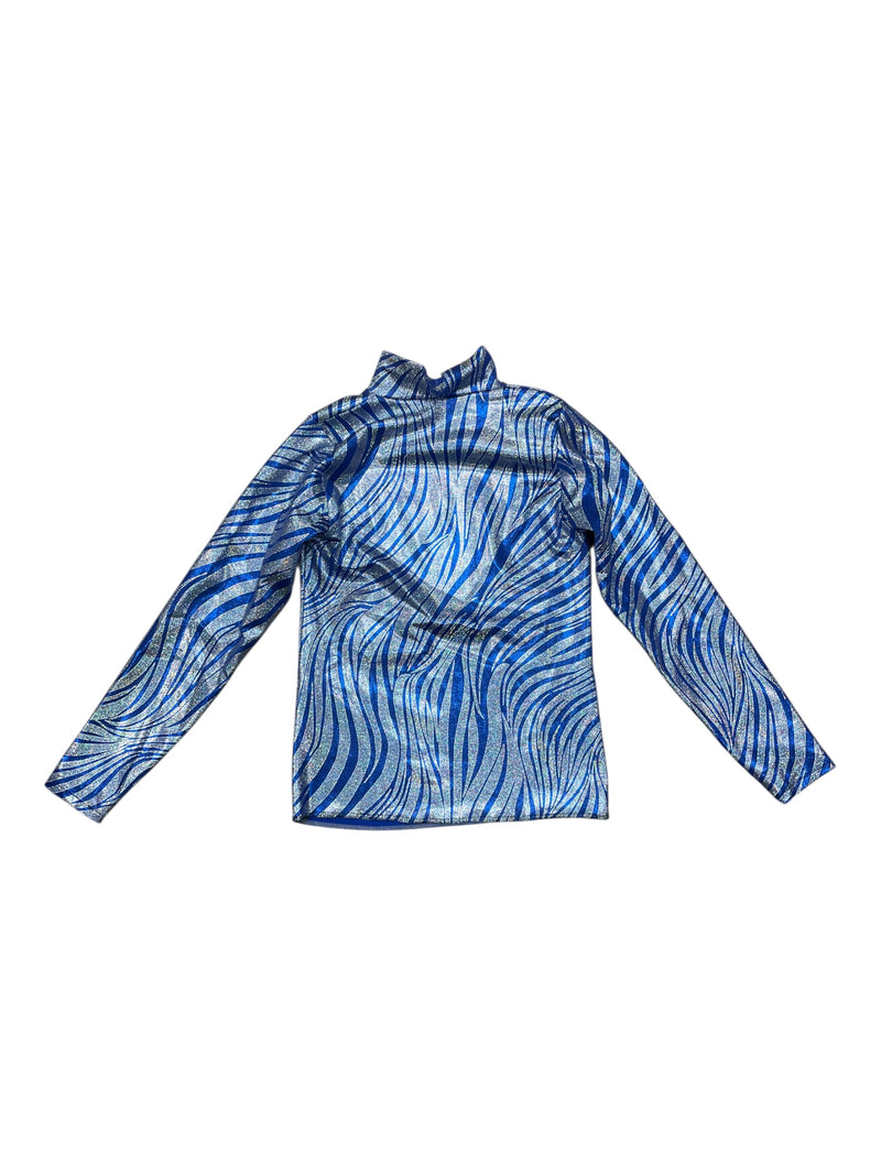 Western Rail Shirt - Blue/Silver Zebra - Est. Youth L - USED