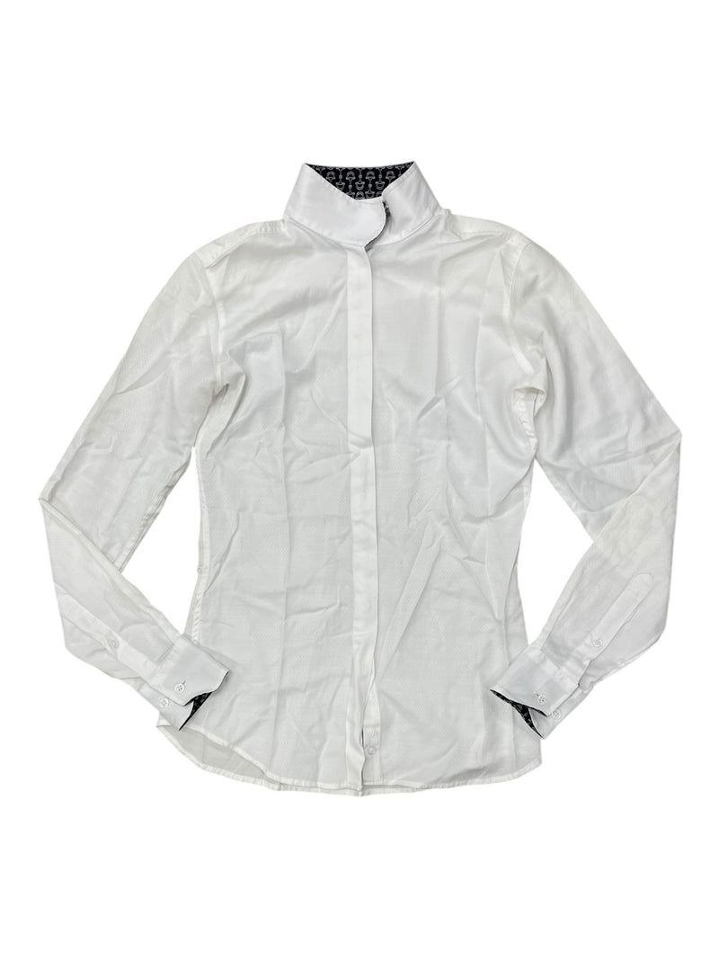 RJ Classics Button Show Shirt - White/Navy Bits - 30 (Approx XS) - USED