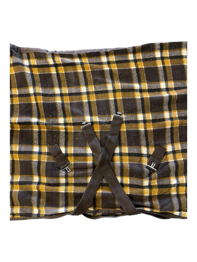 Unbranded Fleece Cooler - Brown/Orange/Navy Plaid - 78" - USED