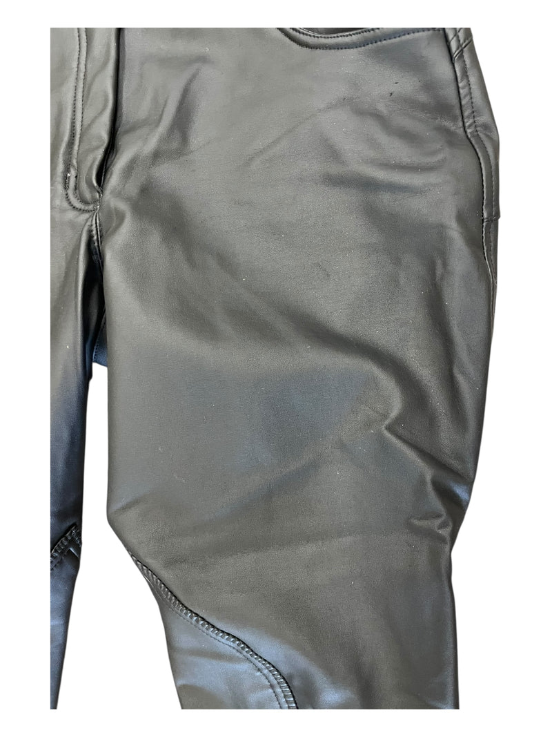 Horze Fleece Lined KP Breech - Black Faux Leather - 32 - USED