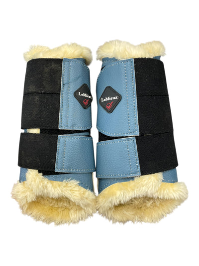 LeMieux Fleece Lined Brushing Boots *Pair* - Blue/Natural - M - USED