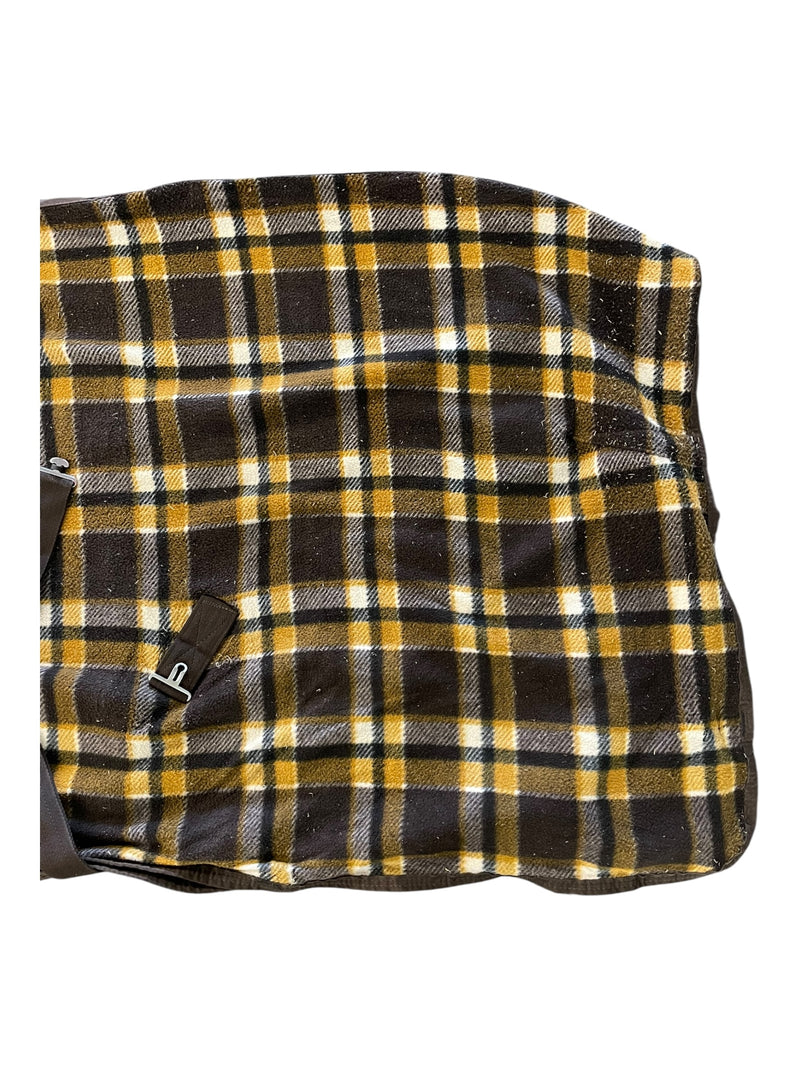 Unbranded Fleece Cooler - Brown/Orange/Navy Plaid - 78" - USED
