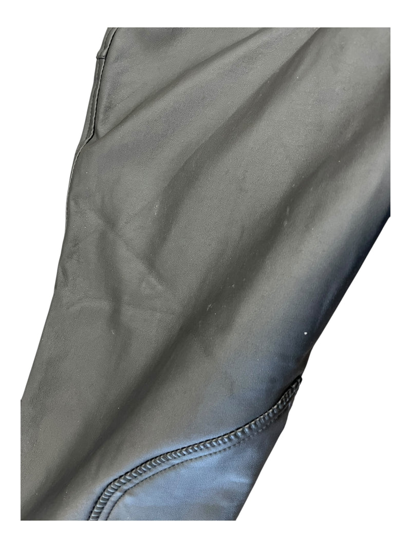 Horze Fleece Lined KP Breech - Black Faux Leather - 32 - USED
