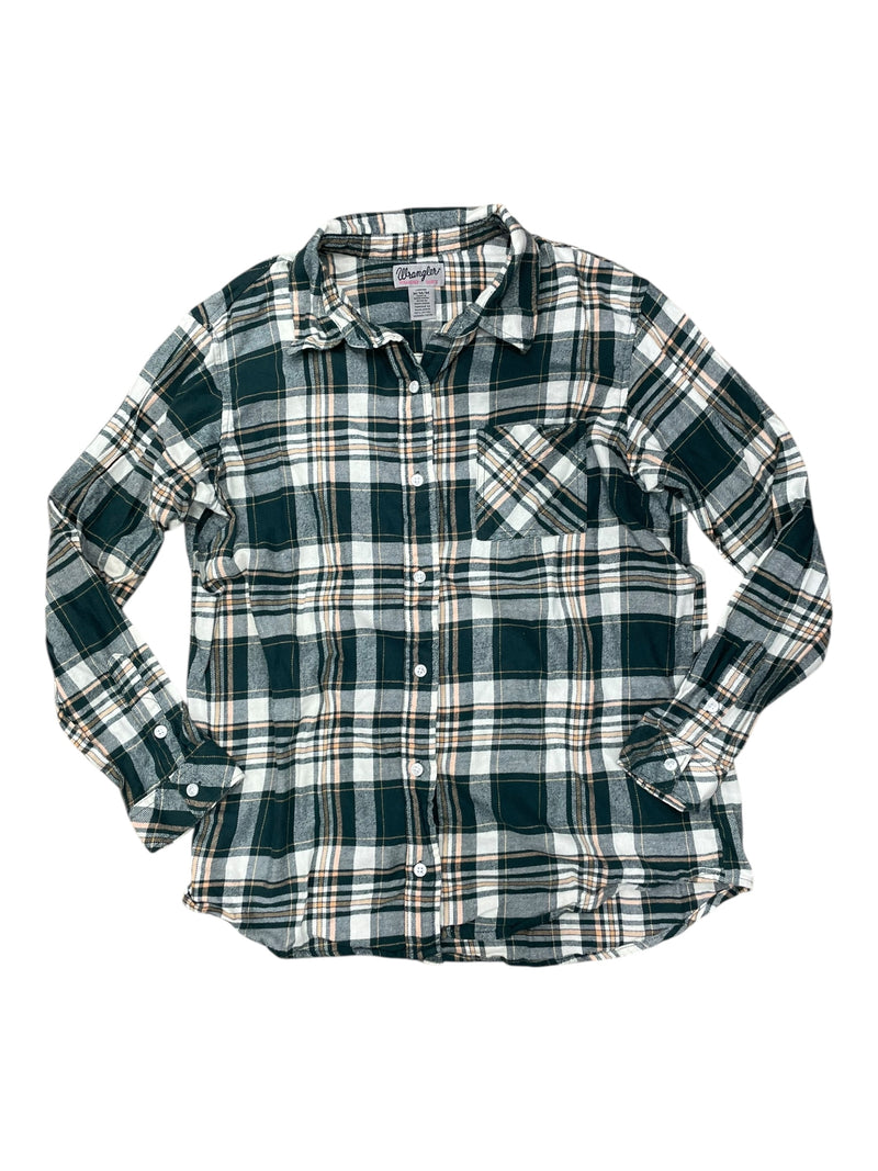 Wrangler Button Flannel - Green/Cream - M - USED