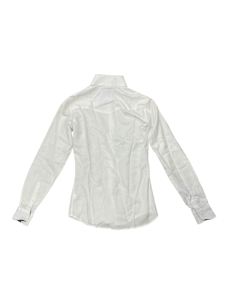 RJ Classics Button Show Shirt - White/Navy Bits - 30 (Approx XS) - USED