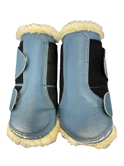 LeMieux Fleece Lined Brushing Boots *Pair* - Blue/Natural - M - USED