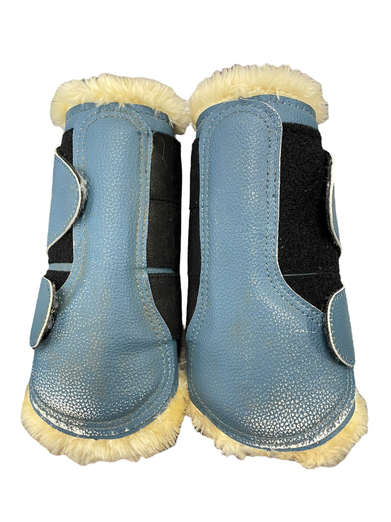 LeMieux Fleece Lined Brushing Boots *Pair* - Blue/Natural - M - USED