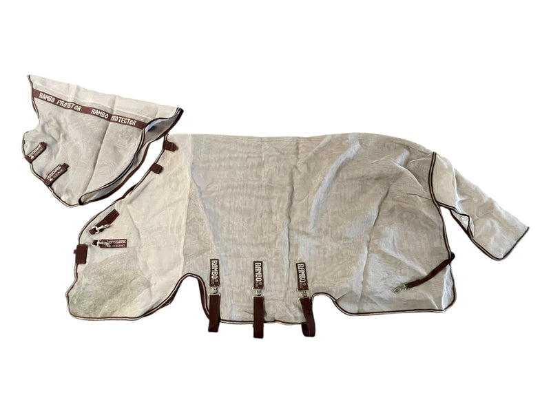 Rambo Fly Sheet W/ Neck - Warm Silver/Brown Trim - Approx 81" - USED