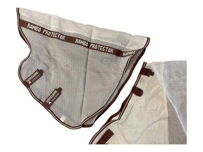 Rambo Fly Sheet W/ Neck - Warm Silver/Brown Trim - Approx 81" - USED