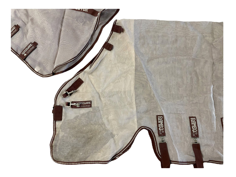 Rambo Fly Sheet W/ Neck - Warm Silver/Brown Trim - Approx 81" - USED