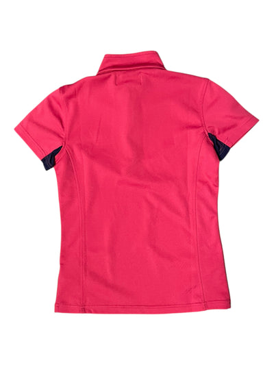 Horze SS Sun Shirt - Pink/Navy - Youth 11-12 Year - USED