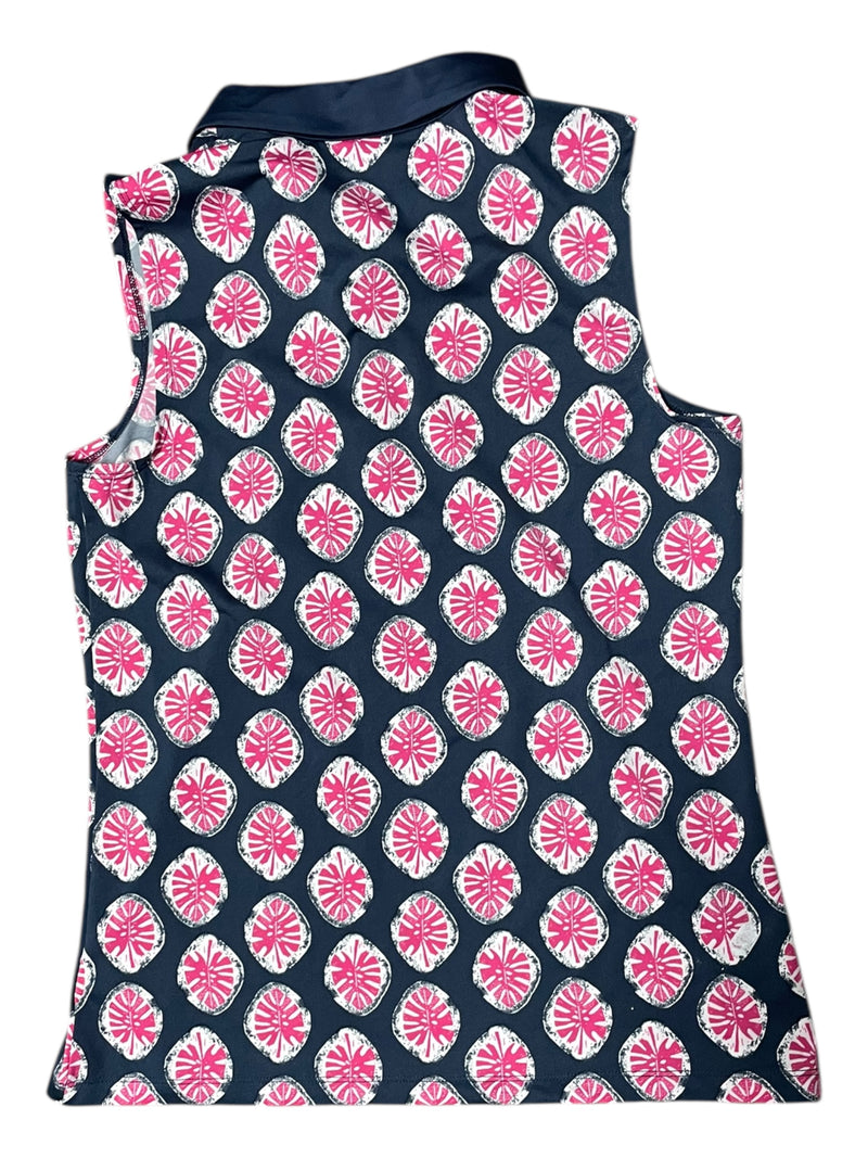 Tommy Bahama Golf Sleeveless Polo - Navy/White/Pink - M - USED