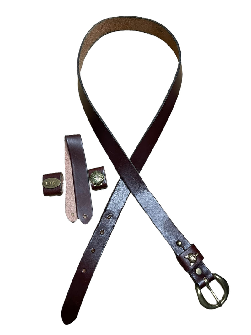 Royden Leather Belt W/ Extra Pieces - Brown - Approx 35" - USED