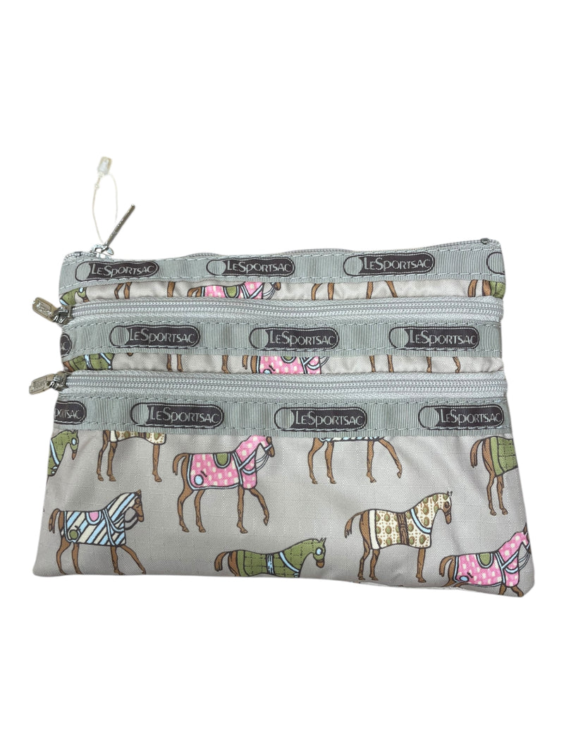 LeSportsac 3-Zip Pouch - Horse Pattern - Approx 7 x 5" - USED