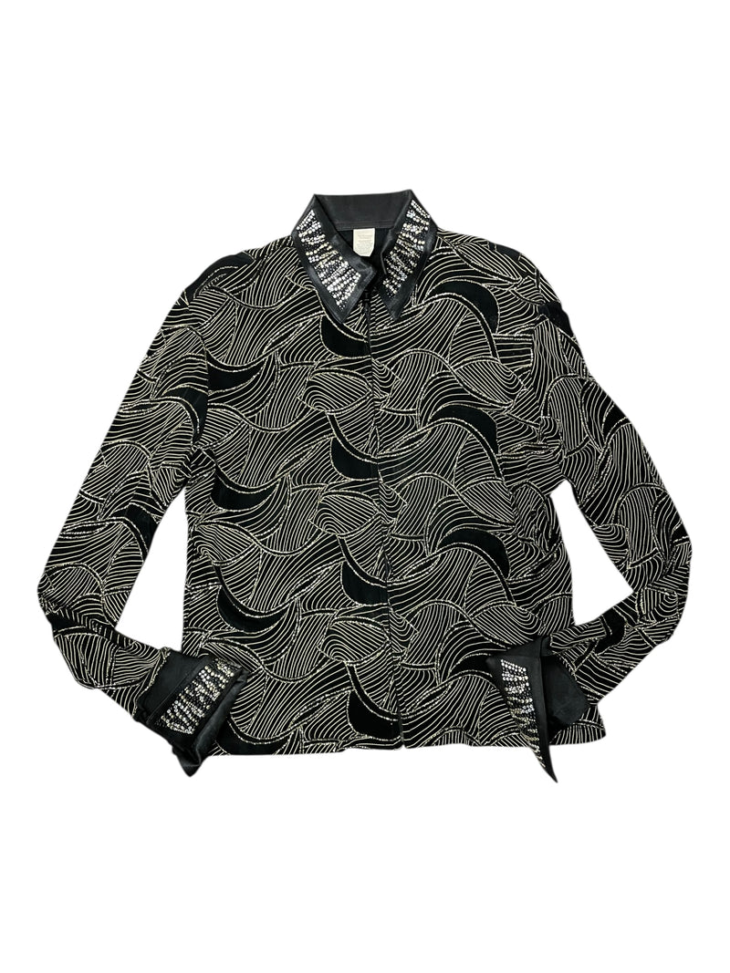 Western Front Zip Show Shirt - Black/Gold - L - USED